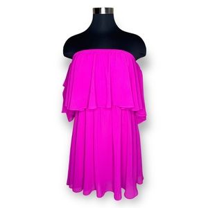 Caramela Fuchsia Off-Shoulder Ruffle Dress